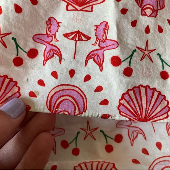 Hill House Home Pink White Ellie Nap Mermaid Shell Cherry Print Midi Dress XS - Picture 13 of 16